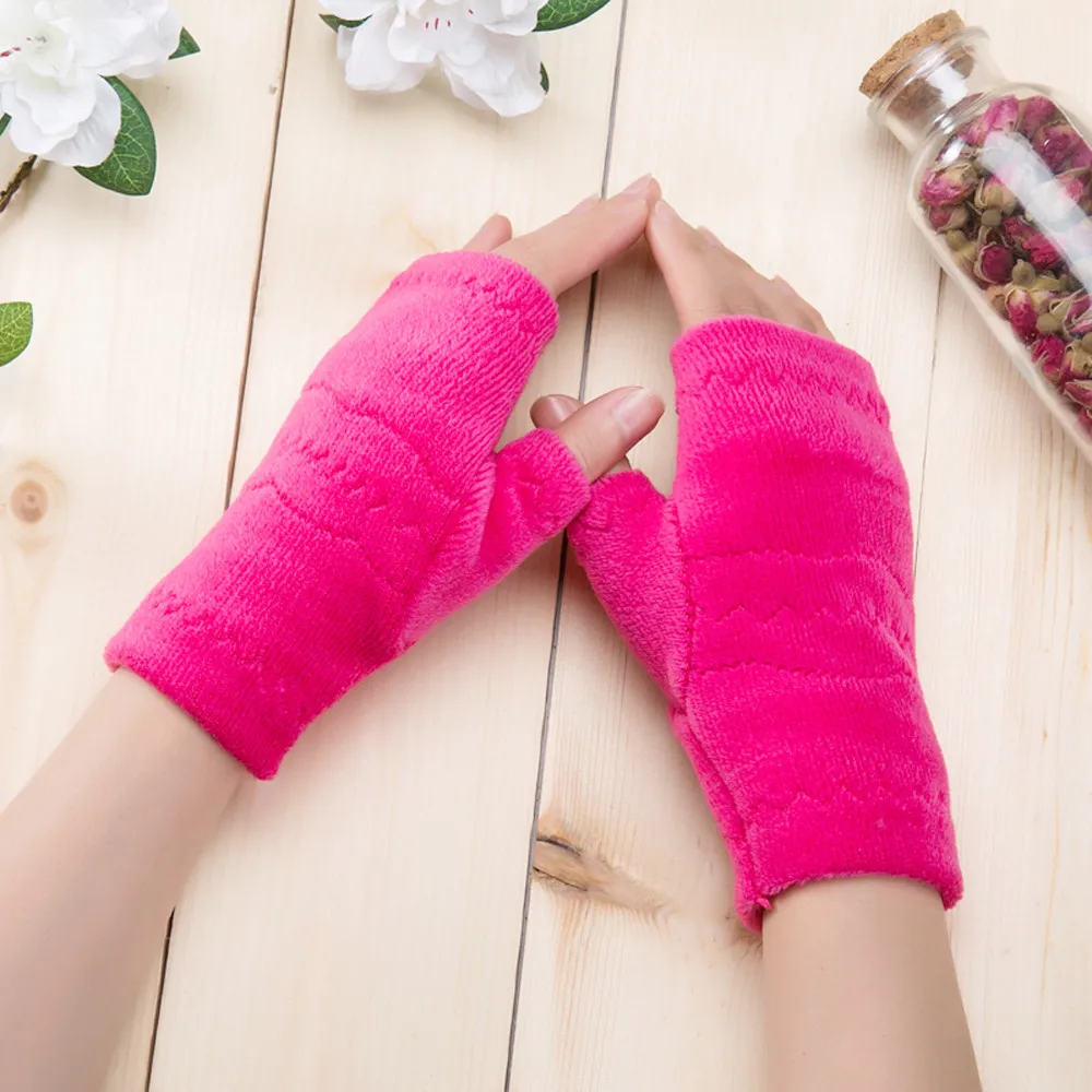 Women Fingerless Gloves Thick Warmth polar fleece Winter Autumn Thick Warm Gloves Keyboard Leak Finger Gloves handschoenen 11.19