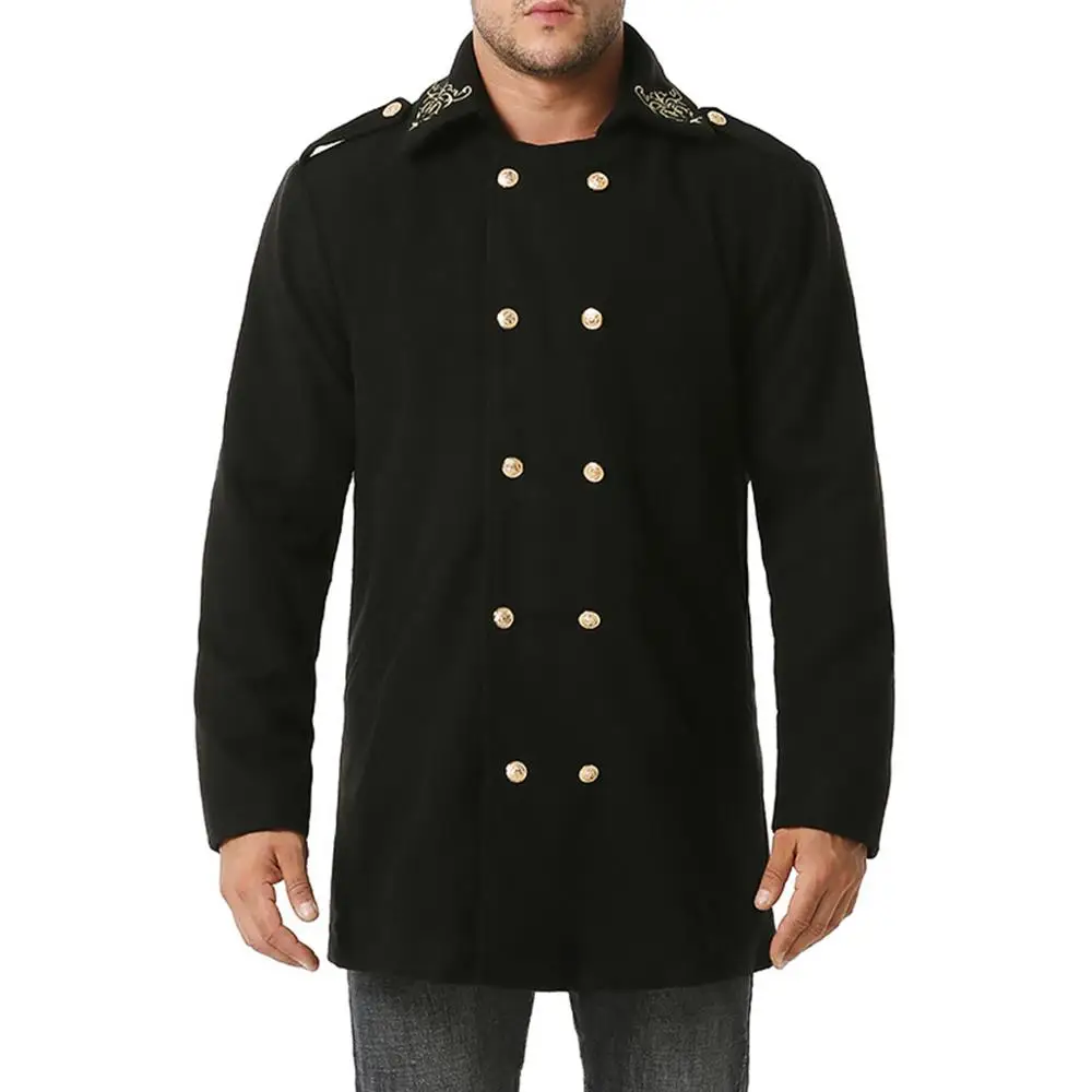 Yunclos зимняя куртка Для мужчин ветровка плащ-Тренч длинное однотонное Цвет лацкан