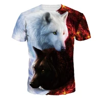 new color wolf digital print couples short sleeve top mens round collar summer t shirt womens fashion casual t shirt top