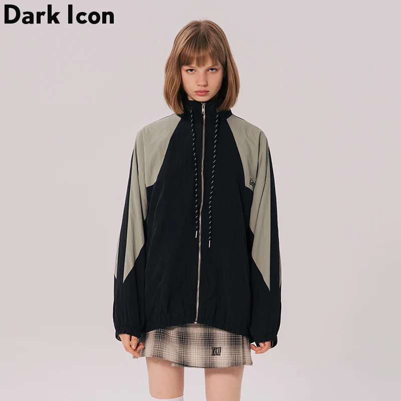 Цветная черная Лоскутная Женская ветровка 2019 Новая мода хип хоп куртка пальто