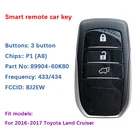 Транспондер 89904-60K80 BJ2EW для Toyota Land Cruiser 2016-2017 с 3 кнопками, послепродажное обслуживание, подлинный смарт-ключ 433 МГц P1 (A8)