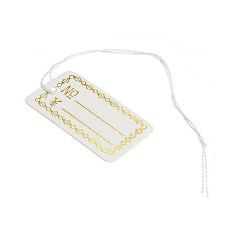 

100 pcs/lot Jewelry Strung Pricing Price Tags with String Gold Merchandise Cloth Label