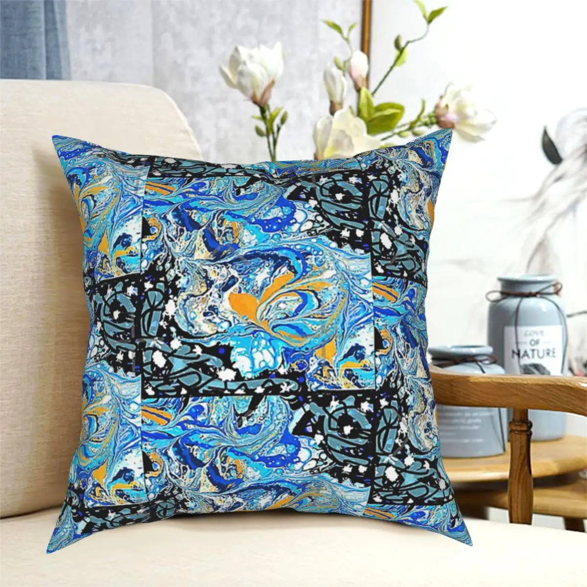 

Blue And Turquoise Floor Pillow Pillow Cushion Cover Decorative Pillowcases Case Home Sofa Cushions 40x40,45x45cm(Double Sides)