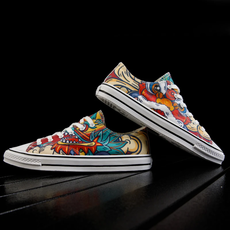 

Fashion Graffiti Canvas Shoes Men Shoes Lightweight Flats Summer Lace Up Shoes Outdoor Causal Male Footwear Unisex Sneakers