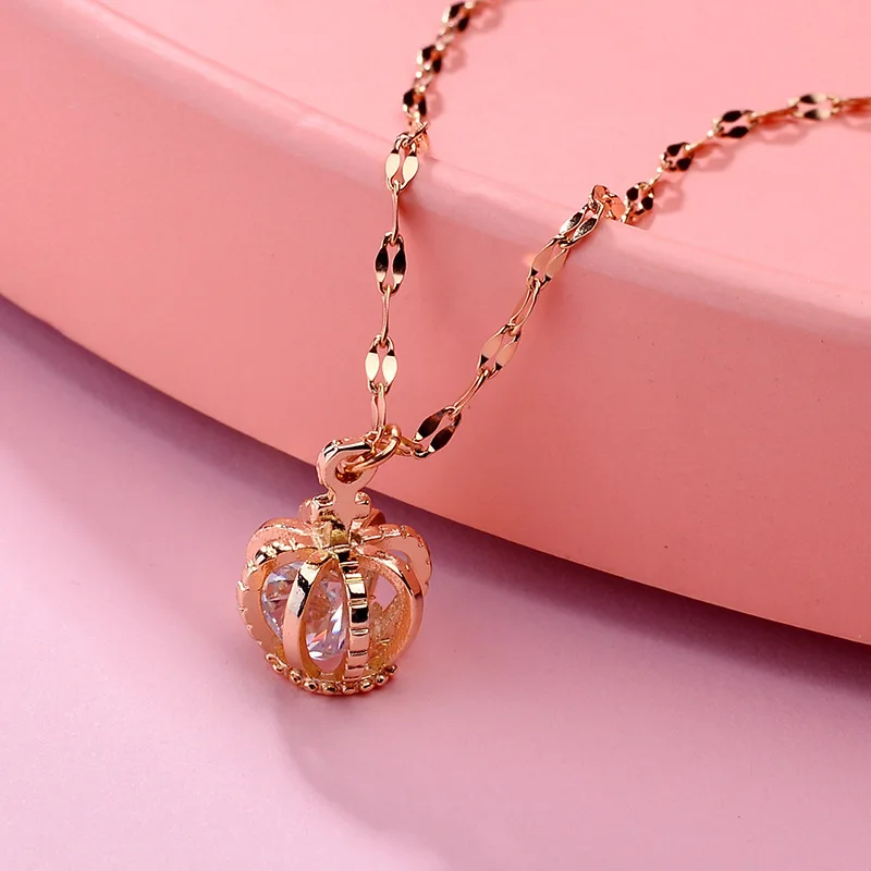 Ожерелье из титановой стали цвета розового золота антиаллергенное и не