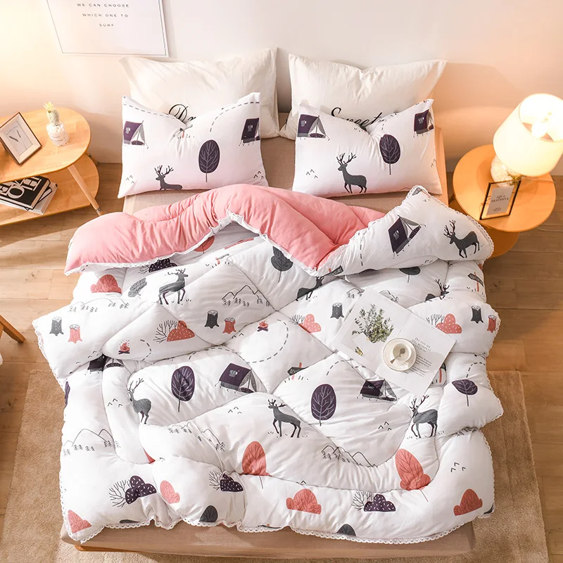 

Colorful Thicken Duvet With Stuffing Patchwork Quilt Winter Thicken Comforter Warm Winter Bed Cover Grey Bedset 220*240, 150*200