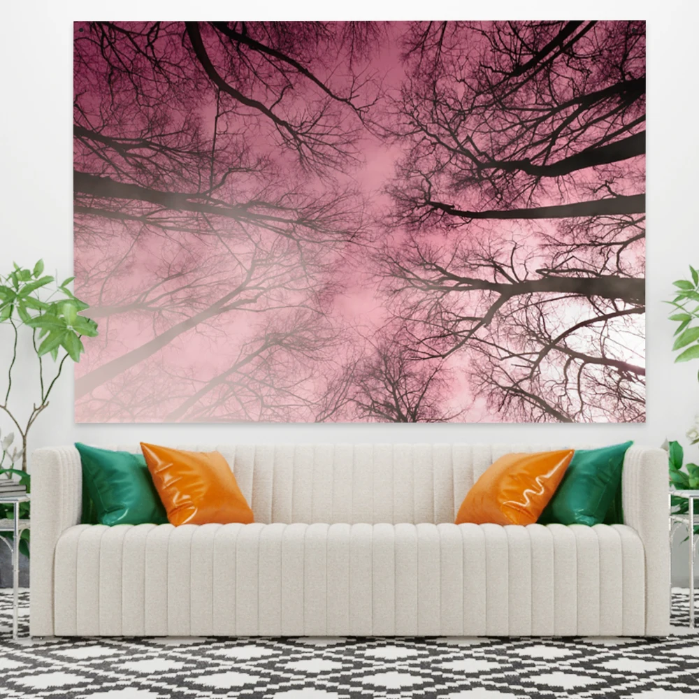 

Laeacco Wall-Tapestry Home-Decor Bedroom Psychedelic Forest Tapiz-Hippie Mandala Landscape Nature Camping-Tent