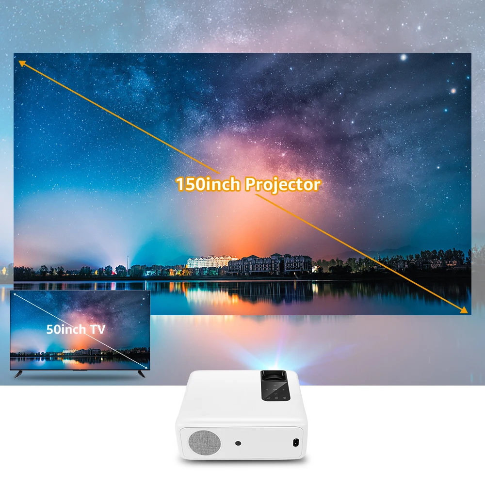 SVANUR Full HD Native 1080P Portable Projector Beamer with TV Box LED 7000 Lumens LCD Video Audio for Home Theater Cinema |