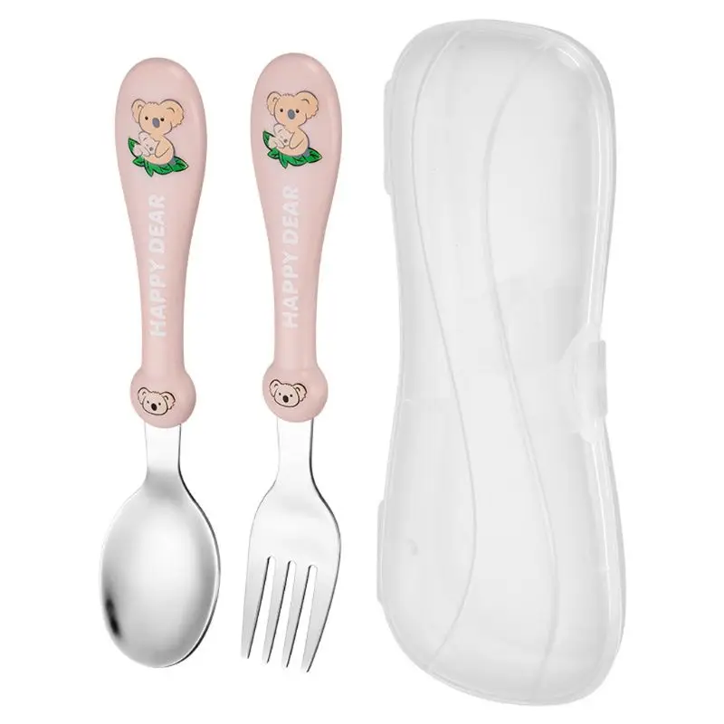 

Baby Tableware Set Children Stainless Steel Utensil Infant Feeding Spoon Fork