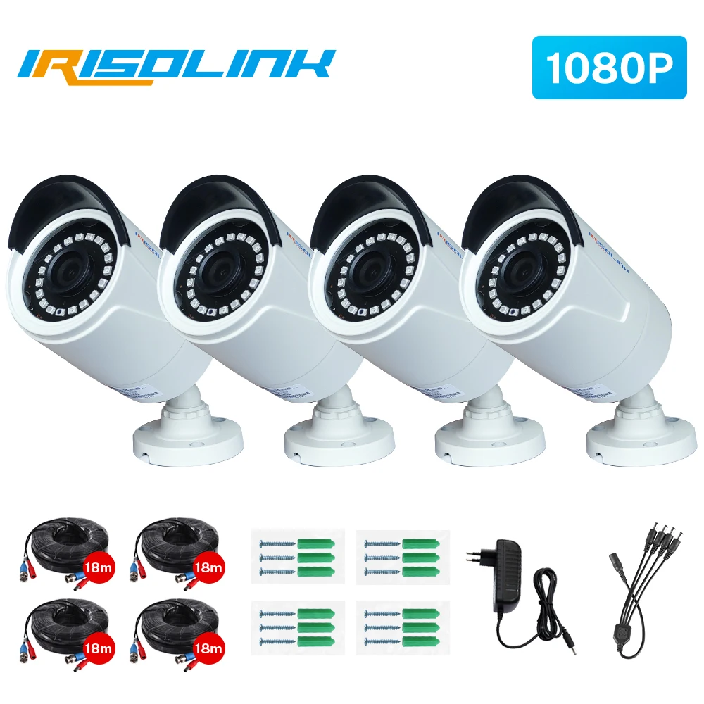 

Irisolink камера видеонаблюдения 4 шт./лот 1080P AHD камера безопасности 60ft BNC и DCplug Водонепроницаемая цилиндрическая камера для системы видеонаблюд...