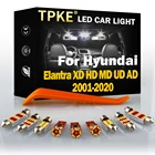 Автомобильные лампы TPKE Canbus для Hyundai Elantra XD HD MD UD AD 2001 2002-2020, комплект светодиодного освещения для салона, лампа для купольного номерного знака