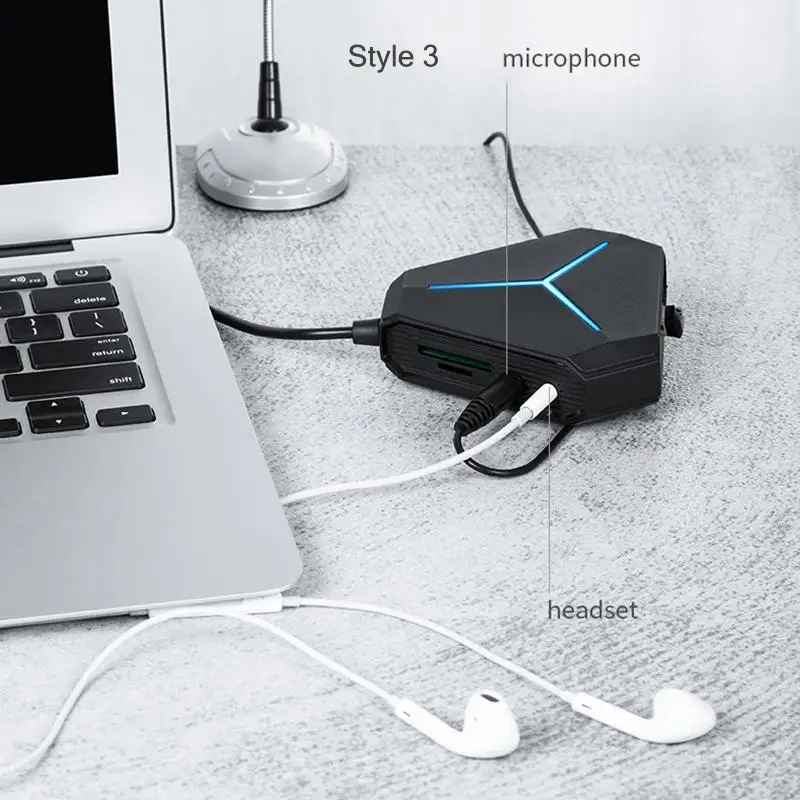 6 портов usb-хаб разветвитель кабеля с устройство для чтения карт SD TF Mic AUX классный
