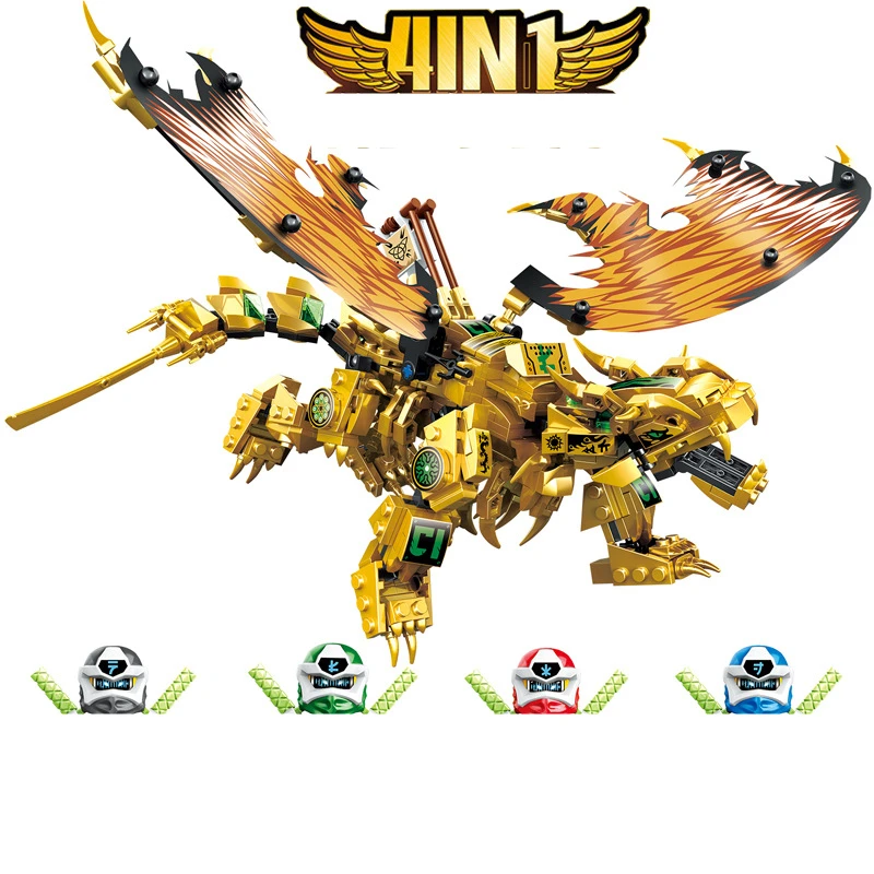 4in1 2020 Ninja TV series Golden Dark Bat Pterodactyl Dragon Season13 Ball Building Blocks Classic Model Sets Bricks Kids Kits | Игрушки и