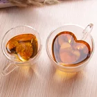 Кружка для чая, пива, в форме сердца, 180240 мл чашка для сока, кофейные чашки, кружка с двойными стенками, стеклянная термостойкая, подарок, посуда для напитков