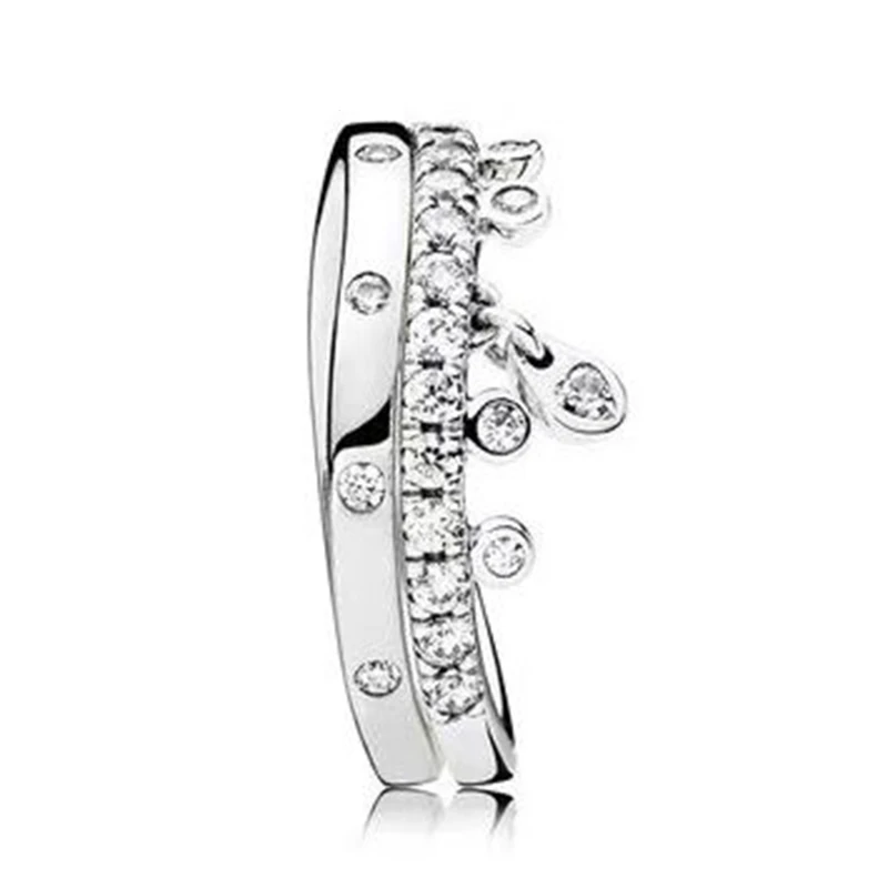 

2018 NEW 100% 925 Sterling Silver Ring Chandelier Droplets Stacked Ring Wedding For Fashion Women DIY Gift Jewelry