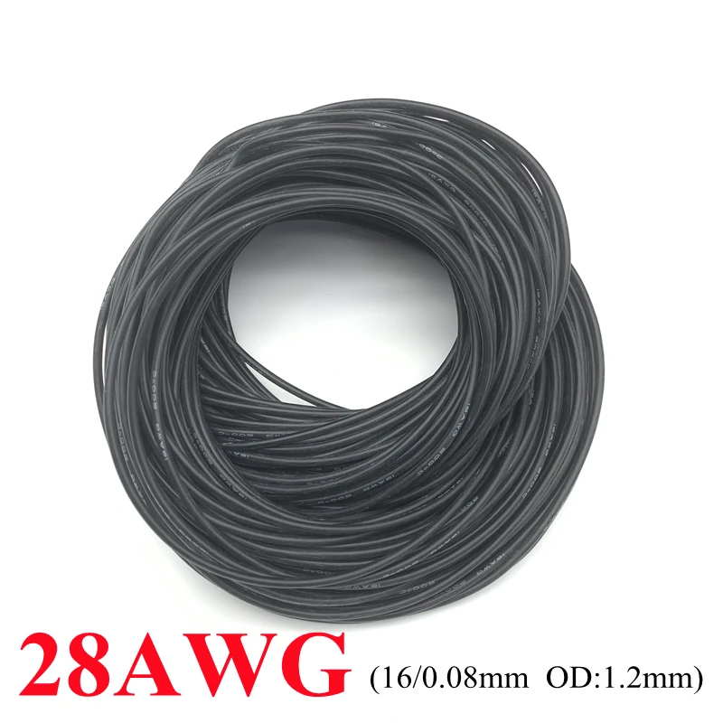 

1 м очень мягкий силиконовый кабель провод 28AWG изолированный высокотемпературный гибкий термостойкий светящийся провод электронный медный...