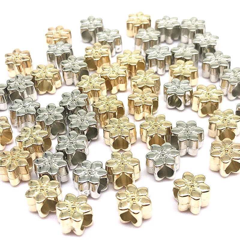 

9*8mm 50/100pcs Flower CCB Beads Needlework Spacer European Bead Big Hole Bead for Jewelry Findings Components (not Metal)