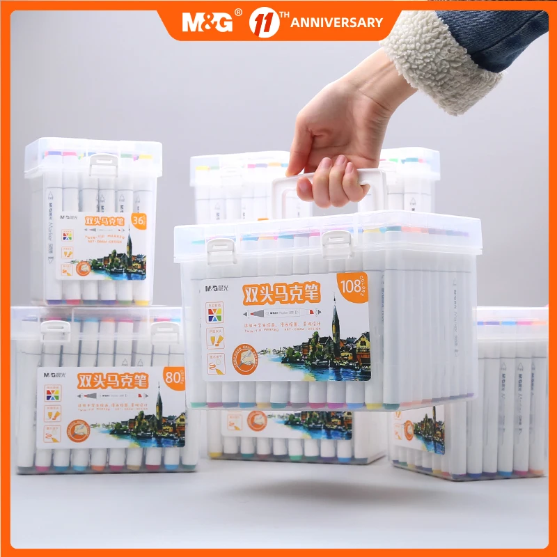 

M&G Animation Color Marker 24/30/40/60/80 colors Set Double Tip Drawing Markers Sketch Art Marker Pen Alcoholic Pens For Artist