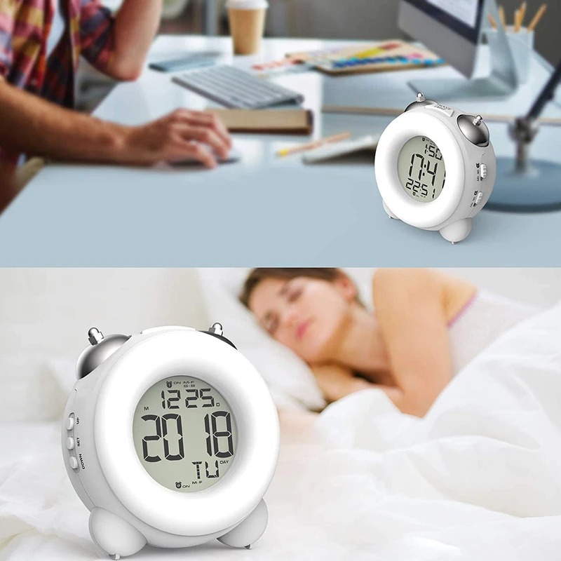 

Loud Alarm Clock Non Ticking Bedside Battery Powered with Snooze Dual Alarm Night Light for Heavy Sleepers
