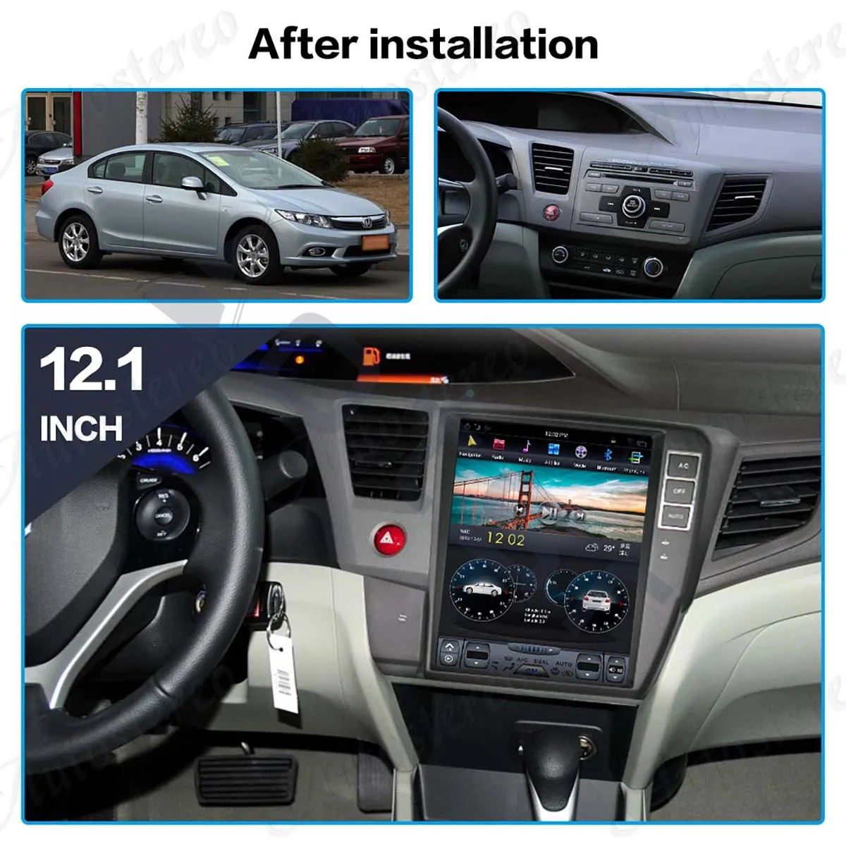Встроенный DSP GPS навигатор android 9 0 Тесла тип для Honda Civic 2012 2015 Автомобильная