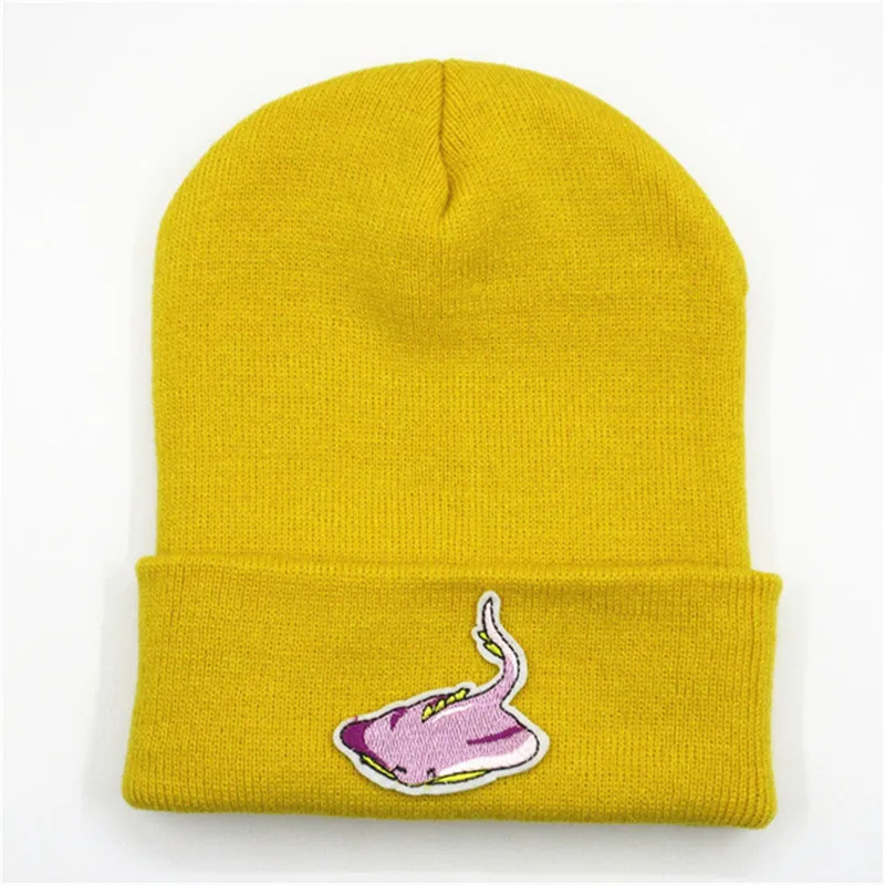 Толстая вязаная шапка с вышивкой для водных существ зимняя теплая Skullies бини