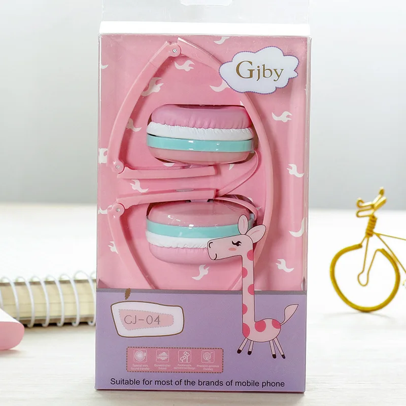 Милые стерео наушники Macaron для девочек яркие цвета складная детская гарнитура