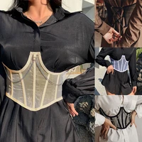 gothic punk metal chain corset for mall vintage harajuku style high waist transparent mesh corsets waist shaper 2021