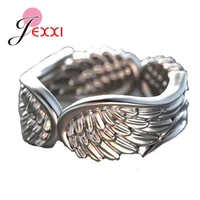 angel wing pattern statement round finger rings for women 925 sterling silver new design wedding engagement promise jewelry