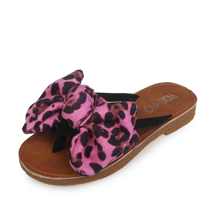 SAGACE 2020 Leopard Print Slippers Women Summer Beach Casual Shoes Retro Ladies Slipper Sexy Bowknot Design Flat Sandals | Спорт и