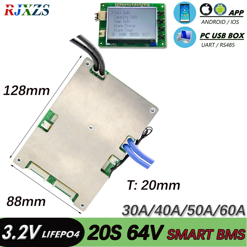 BMS 20S 30A/40A/50A активный баланс bms Новый lifepo4 smart pcm с android Bluetooth app UART wi Fi программное