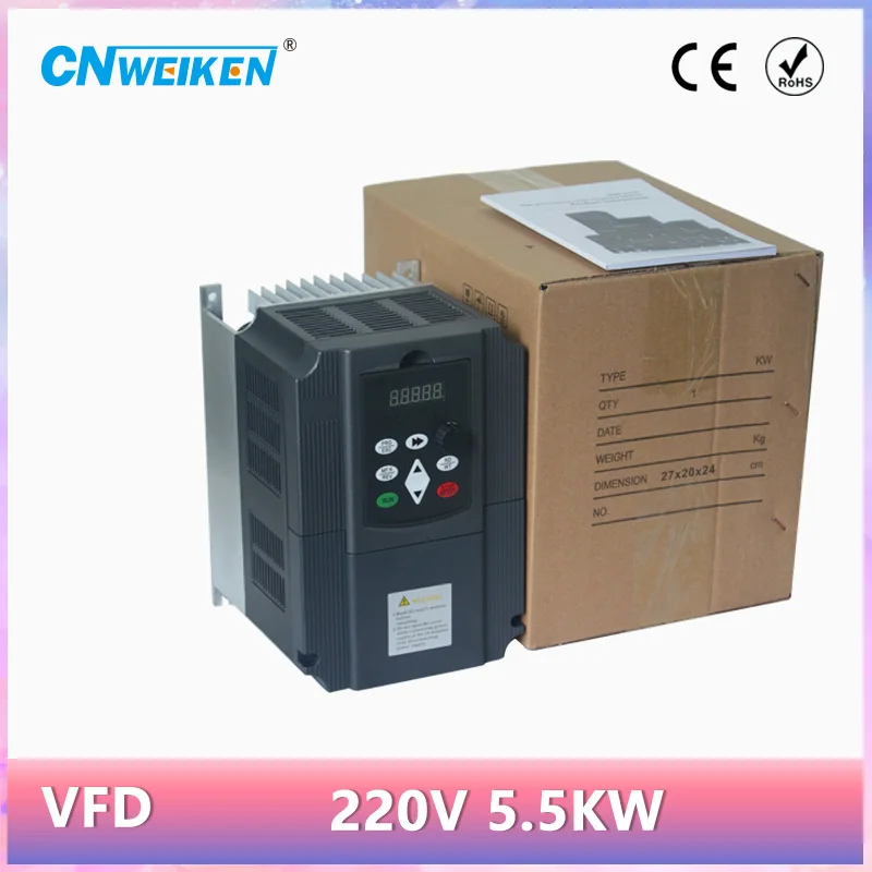 VFD 5.5 кВт/7 5 кВт 220 однофазный В бытовой вход и три фазы инвертор выходной частоты