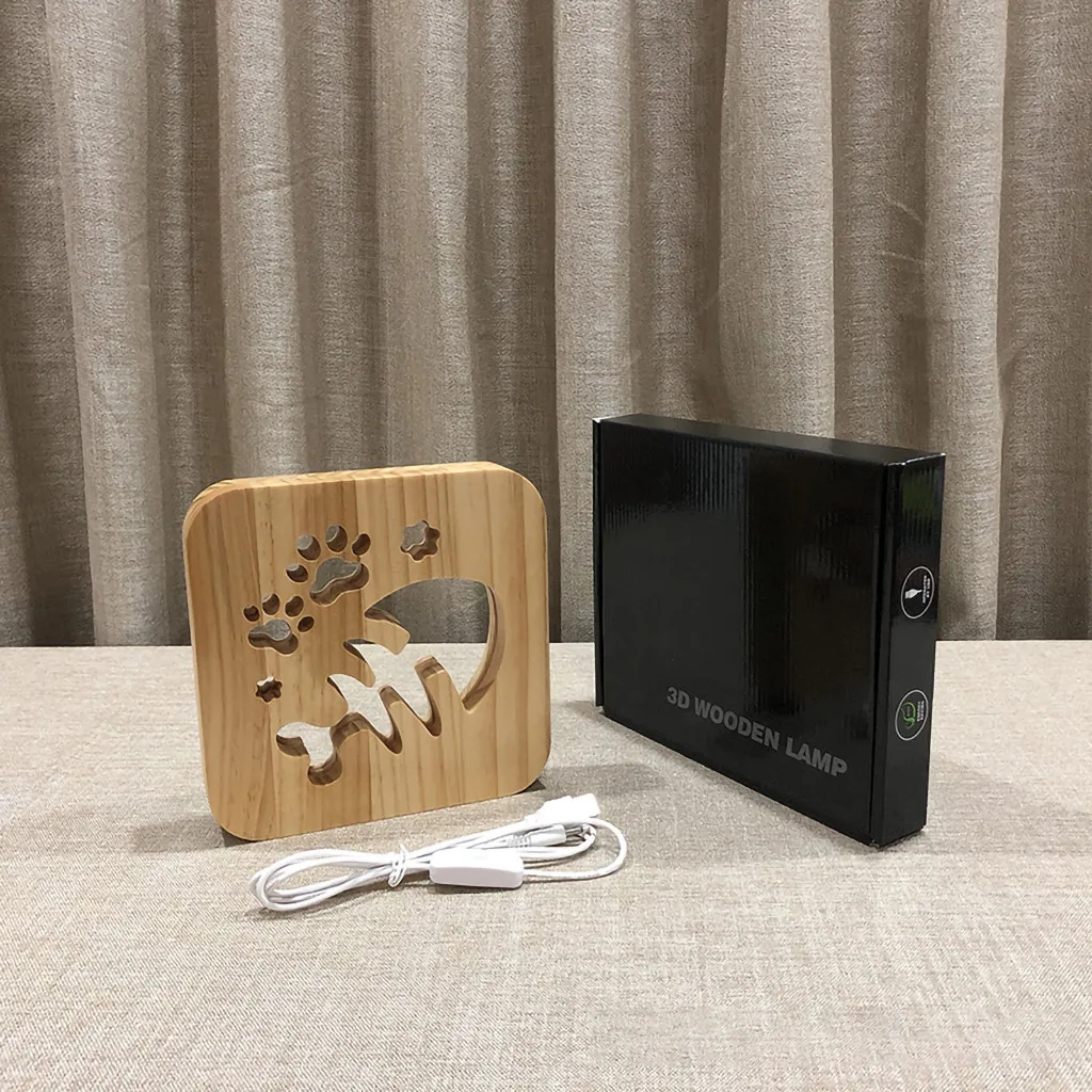 Деревянный светодиодный светильник Firya в форме лося рыбы краба динозавра
