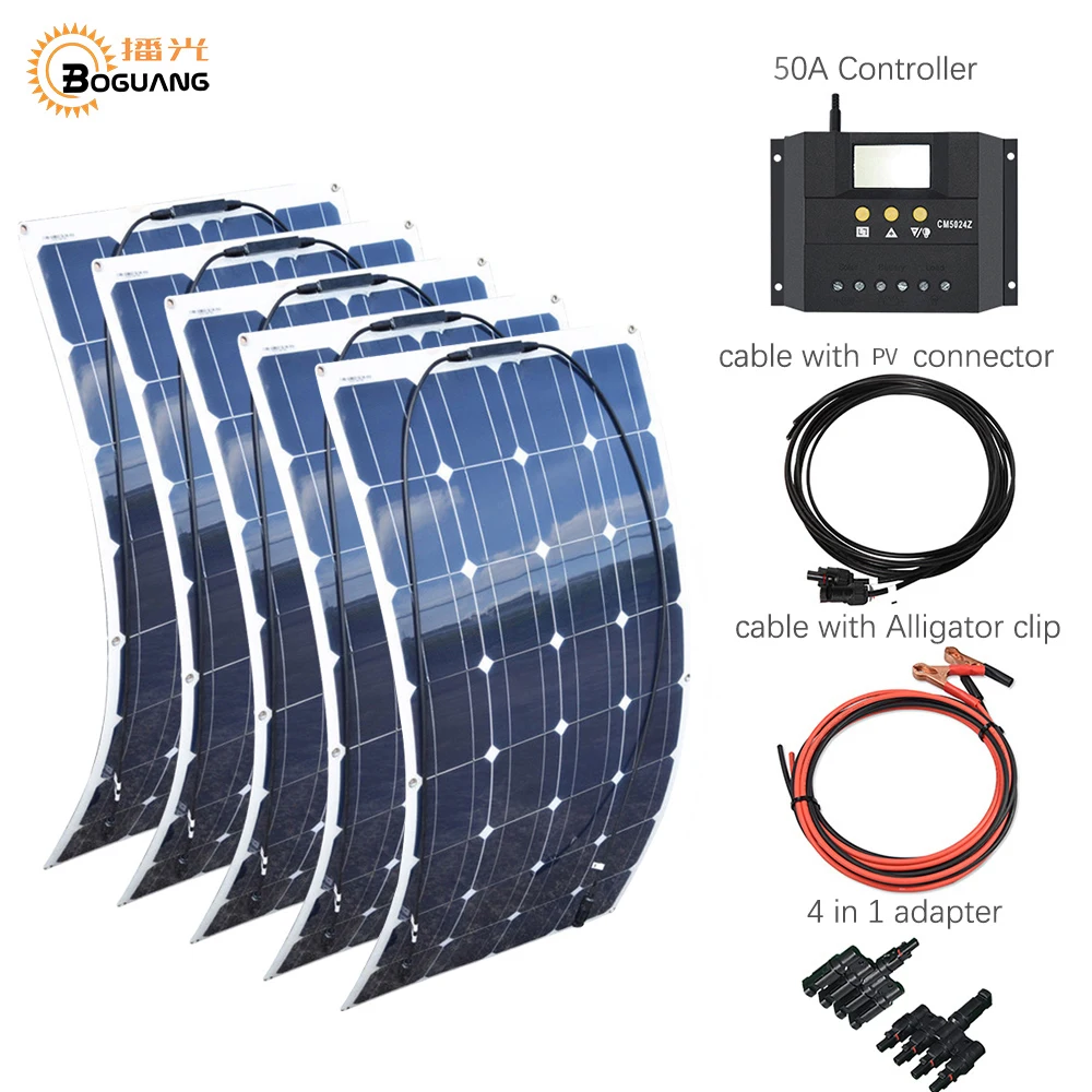 Гибкая система солнечной панели 5*100 Вт 500 PV кабель солнечный соединитель адаптер