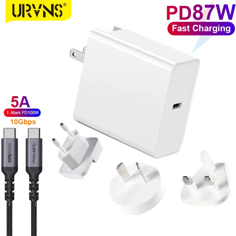 

URVNS 87W USB C Power Adapter PD87W/65W/45W/18W Wall Charger For Type-C Laptops MacBook Pro/Air iPhone12 Xiaomi Notebook