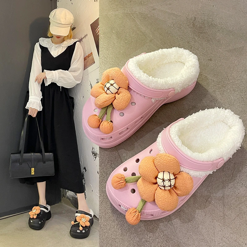 

2021 осень и зима хлопковые тапочки женские зимние новые кашемировые теплые тапочки для дома с дырками хлопковые тапочки одежда для улицы