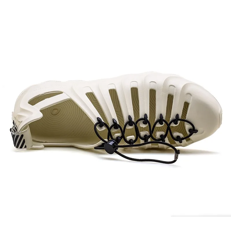 Мужские сандалии-желе без застежки дышащие легкие пляжные шлепанцы с дырками