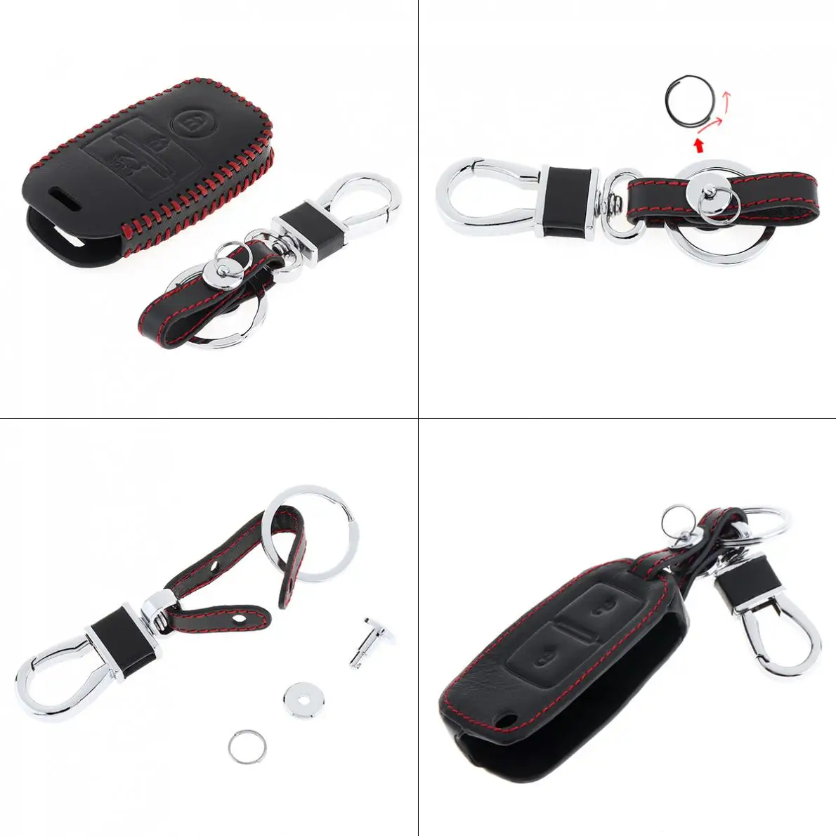 3D кожаный чехол для автомобильного ключа защитный держатель с подвесной пряжкой