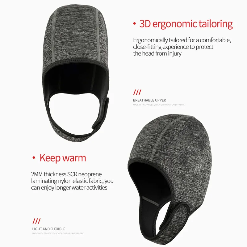 

3D Elastic Outdoor Seaside Sunscreen Diving Swimming Hat practical Surfing Diving Hood Headband Diving Cap Headgear