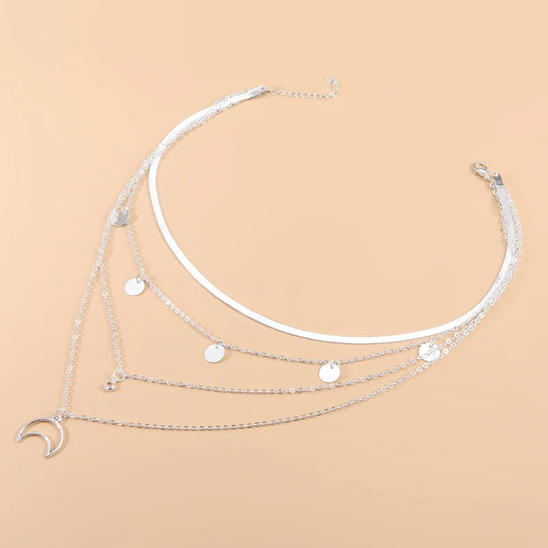 В богемном стиле в форме полумесяца Монета Кисточкой Ожерелье для женщин Золотой