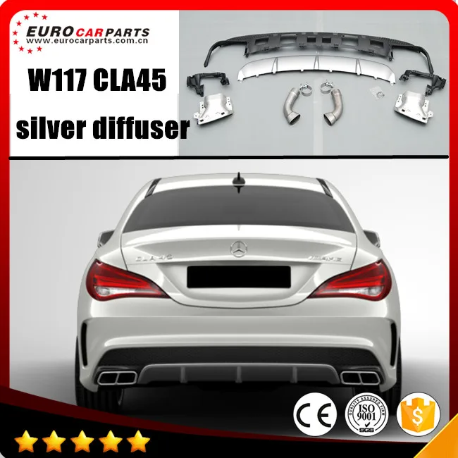 

W117 рассеиватель CLA, подходит для CLA-CLASS, W117, CLA260, спортивный стиль, для CLA45, диффузор с выхлопными наконечниками, серебристый и черный