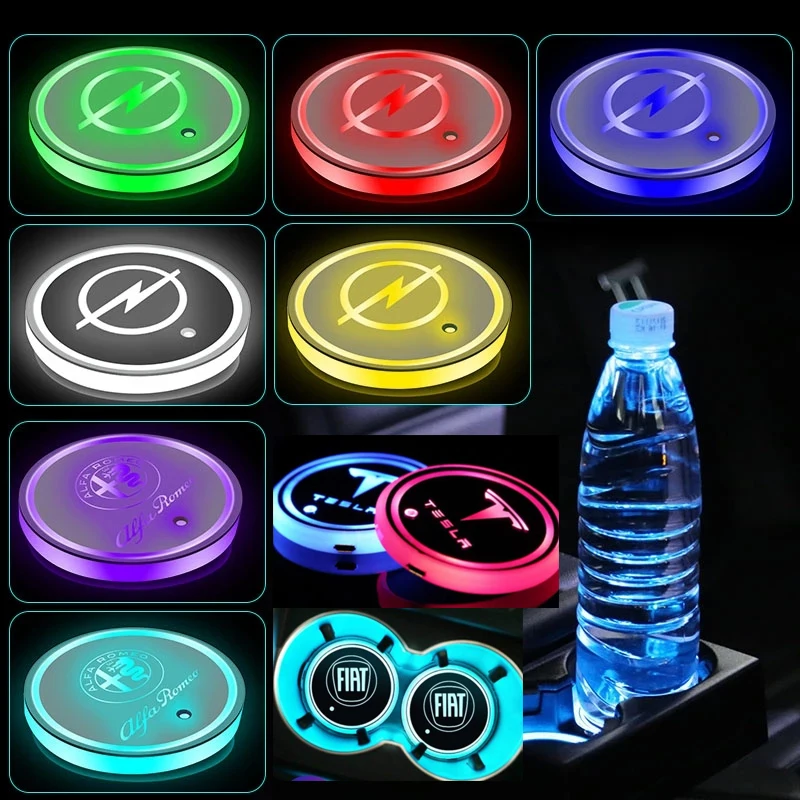 Стайлинг автомобиля светодиодный светильник подстаканник светящийся коврик для