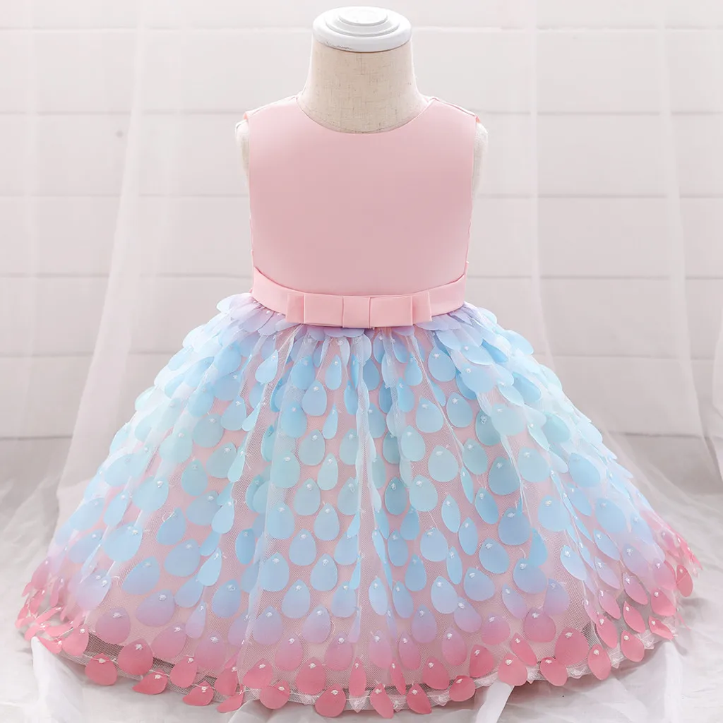 Платья для маленьких девочек Новинка Платье принцессы без рукавов с круглым