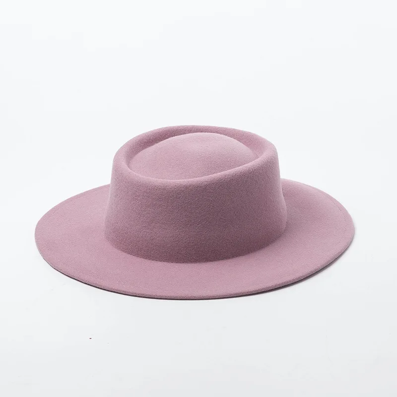 01907-HH8124 британский стиль Зимняя шерстяная шляпа Fedora разных цветов для мужчин и женщин шерстяная шляпа
