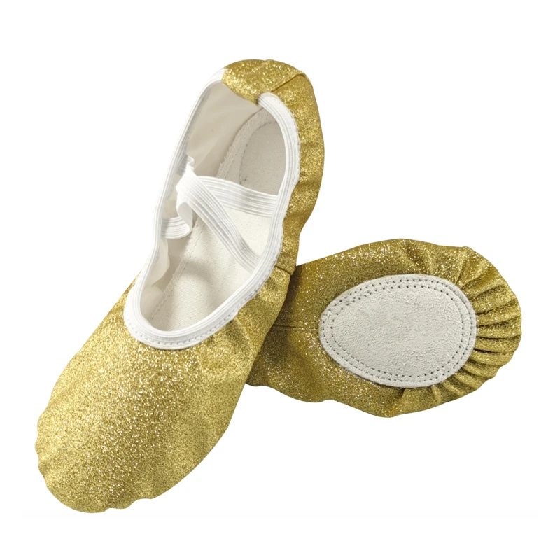 2020 Glitter Blue Pink Ballet Shoes For Girls Soft Sole Flat Yoga Gym Slippers Children Women Jazz Ballet Dance Sneakers