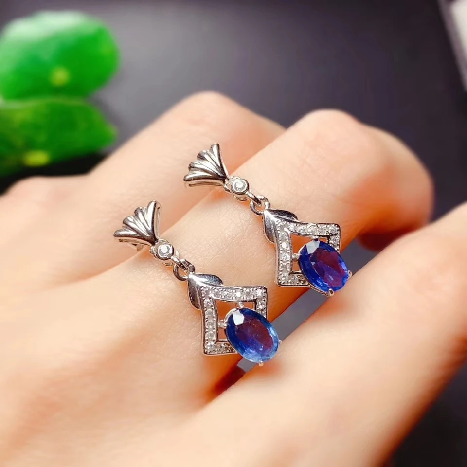 

Женские серебряные серьги, синие, из серьги из сапфирового драгоценного камня стерлингового серебра 925 пробы, ювелирные изделия с натуральным драгоценным камнем, подарок на день рождения, Рождество