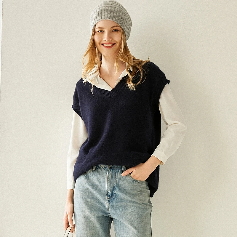 Autumn and winter new fashion cashmere vest women's V-neck jacket |