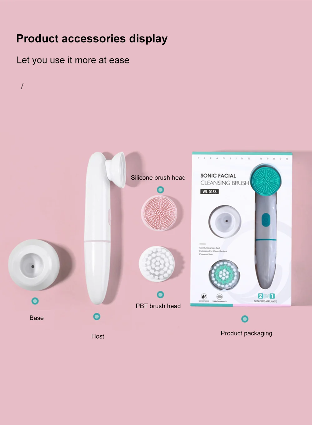 2 в 1 Электрический силиконовая щетка для чистки лица Вибрационный массаж T зоной