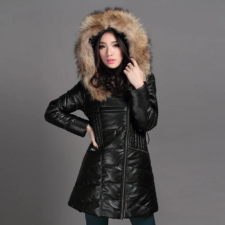 

Free shipping,fashion Genuine leather women slim fur jackets.winter warm duck down Asian size female sheepskin jacket Brand