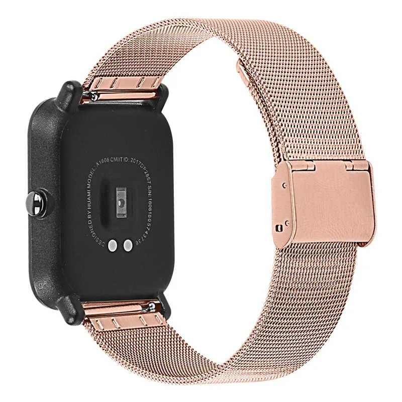 Rose Gold 20 мм 22 мм Миланская сетка ремешок из нержавеющей стали для Huami Amazfit Bip samsung Galaxy Watch 46 мм 42 мм Active gear S3 браслет - Цвет ремешка: Rose Gold
