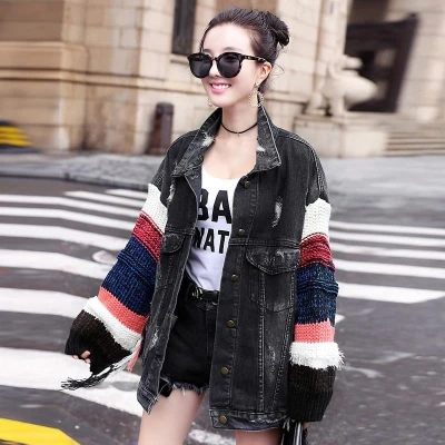 

Denim Jacket Women's New Fall 2020 Women's Loose Korean Edition Student Splicing Medium Length Denim Top Fashion